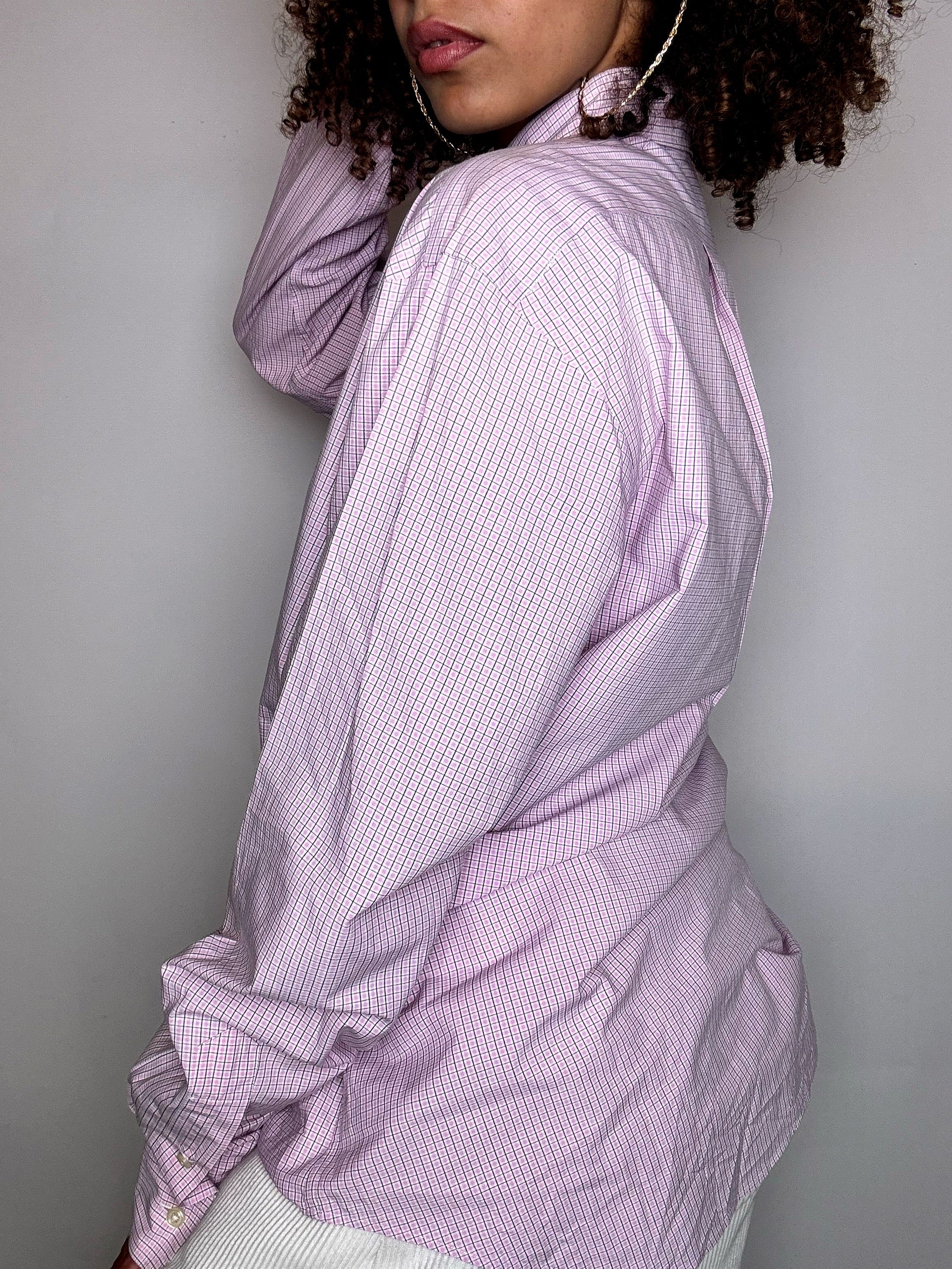 Chemise à carreaux rose RALPH LAUREN L vintage
