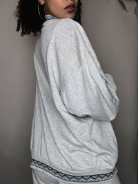 Grauer Vintage-Puma-Sweater mit Details, Größe XL