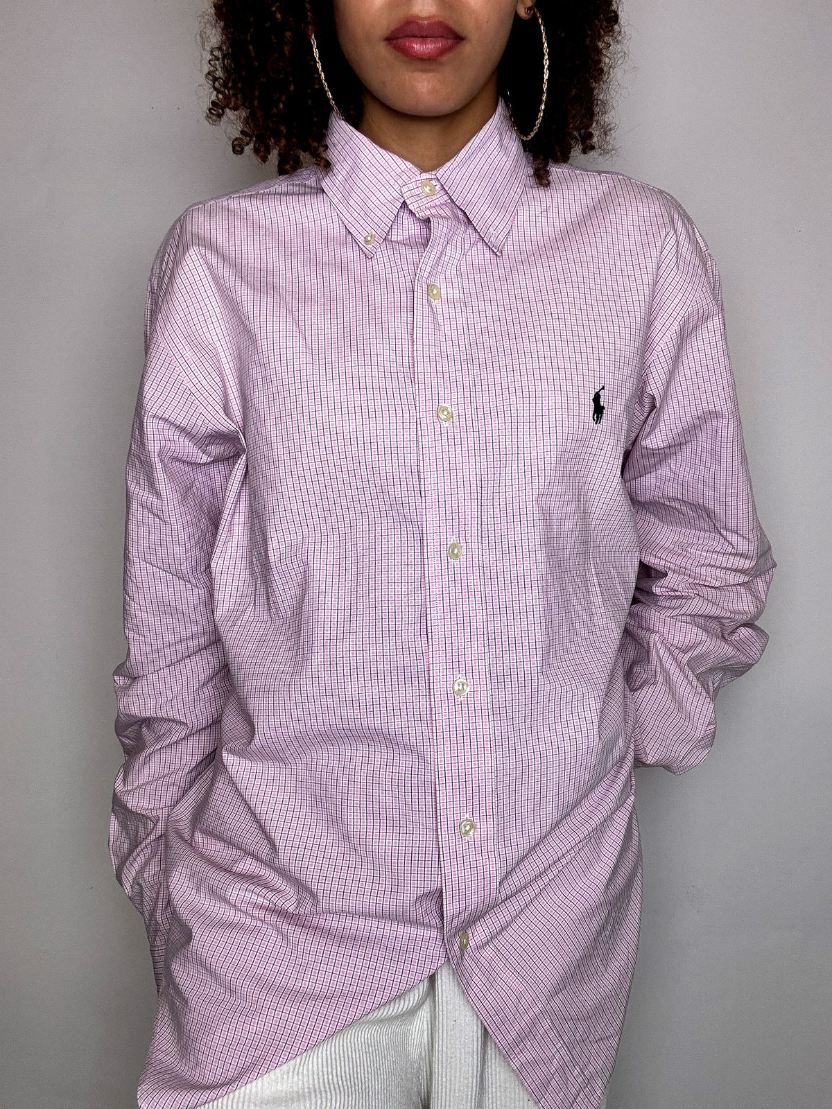 Vintage Navy and White Striped Shirt L/XL 