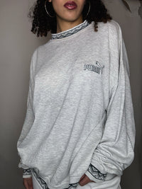 Grauer Vintage-Puma-Sweater mit Details, Größe XL