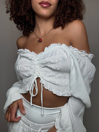 Top bohème blanc M vintage
