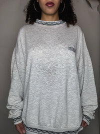 Grauer Vintage-Puma-Sweater mit Details, Größe XL