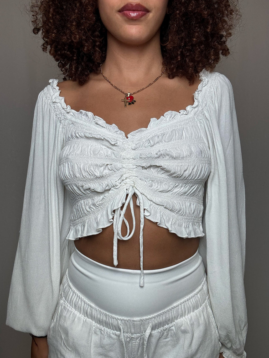 Top bohème blanc M vintage