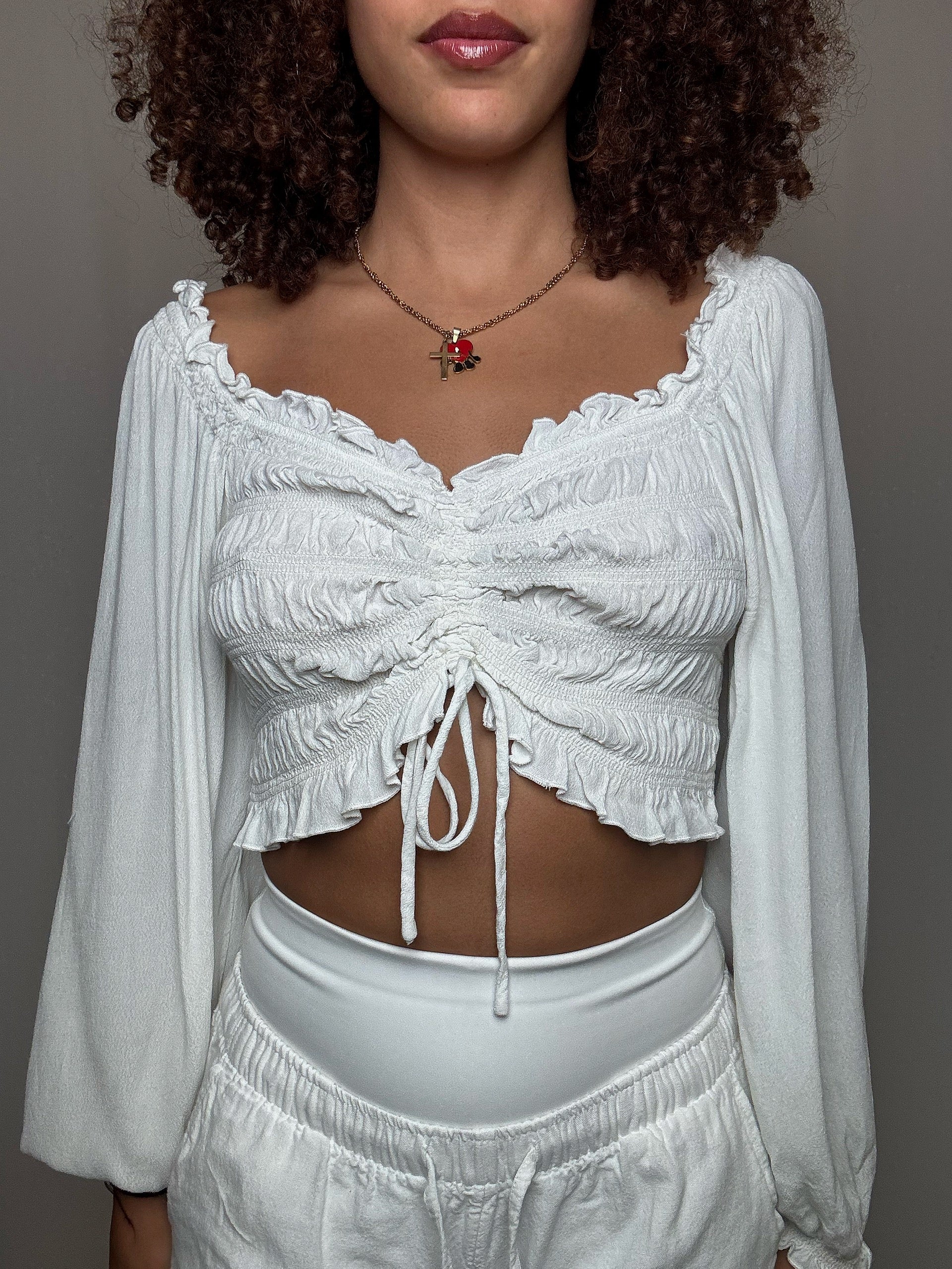 Top bohème blanc M vintage