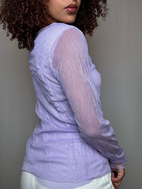 Top en mesh effet froissé lavande M/L vintage