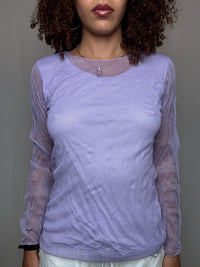 Top en mesh effet froissé lavande M/L vintage