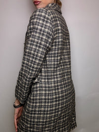 Vintage S grau karierter Wollmantel 