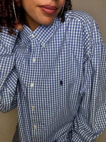 Vintage Navy and White Striped Shirt L/XL 