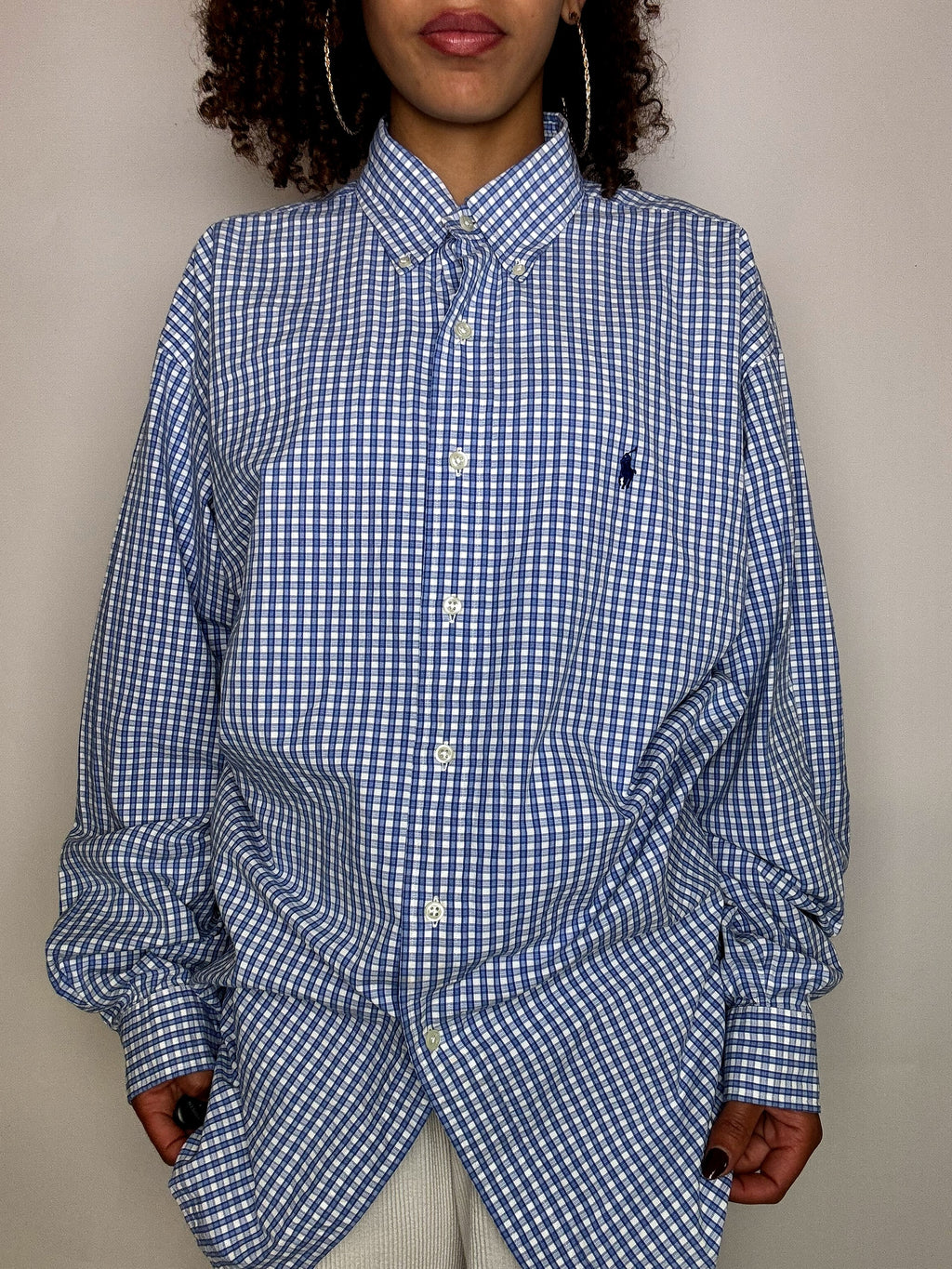 Vintage Navy and White Striped Shirt L/XL 