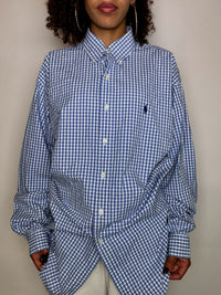 Vintage Navy and White Striped Shirt L/XL 