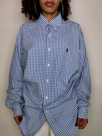 Vintage Navy and White Striped Shirt L/XL 
