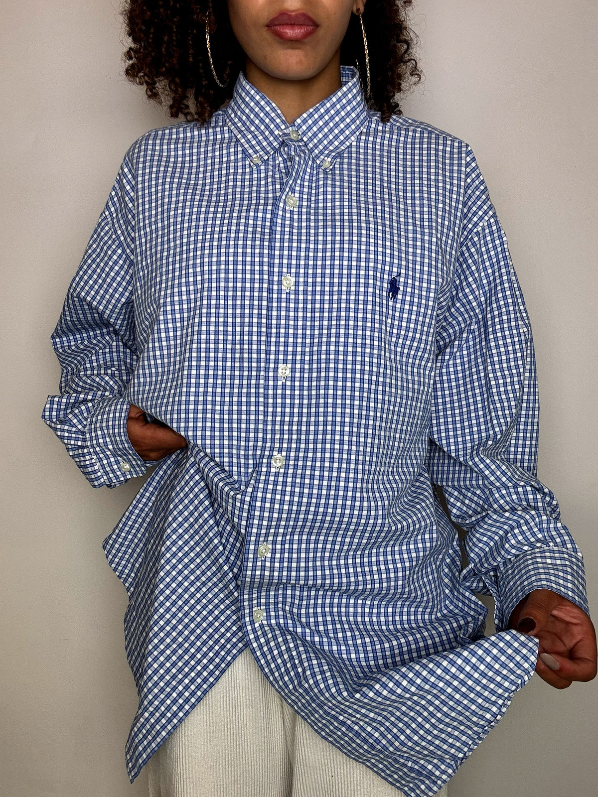 Vintage Navy and White Striped Shirt L/XL 