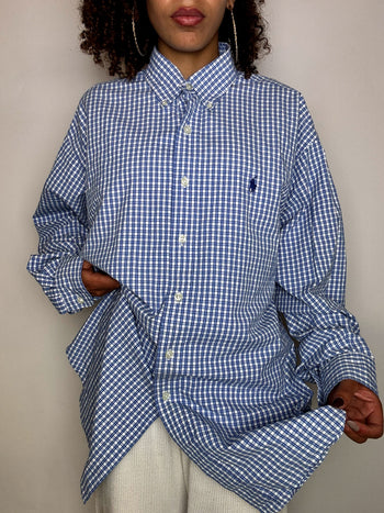 Vintage Navy and White Striped Shirt L/XL 