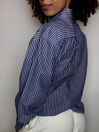 Vintage Navy and White Striped Shirt L/XL 