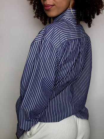 Vintage Navy and White Striped Shirt L/XL 
