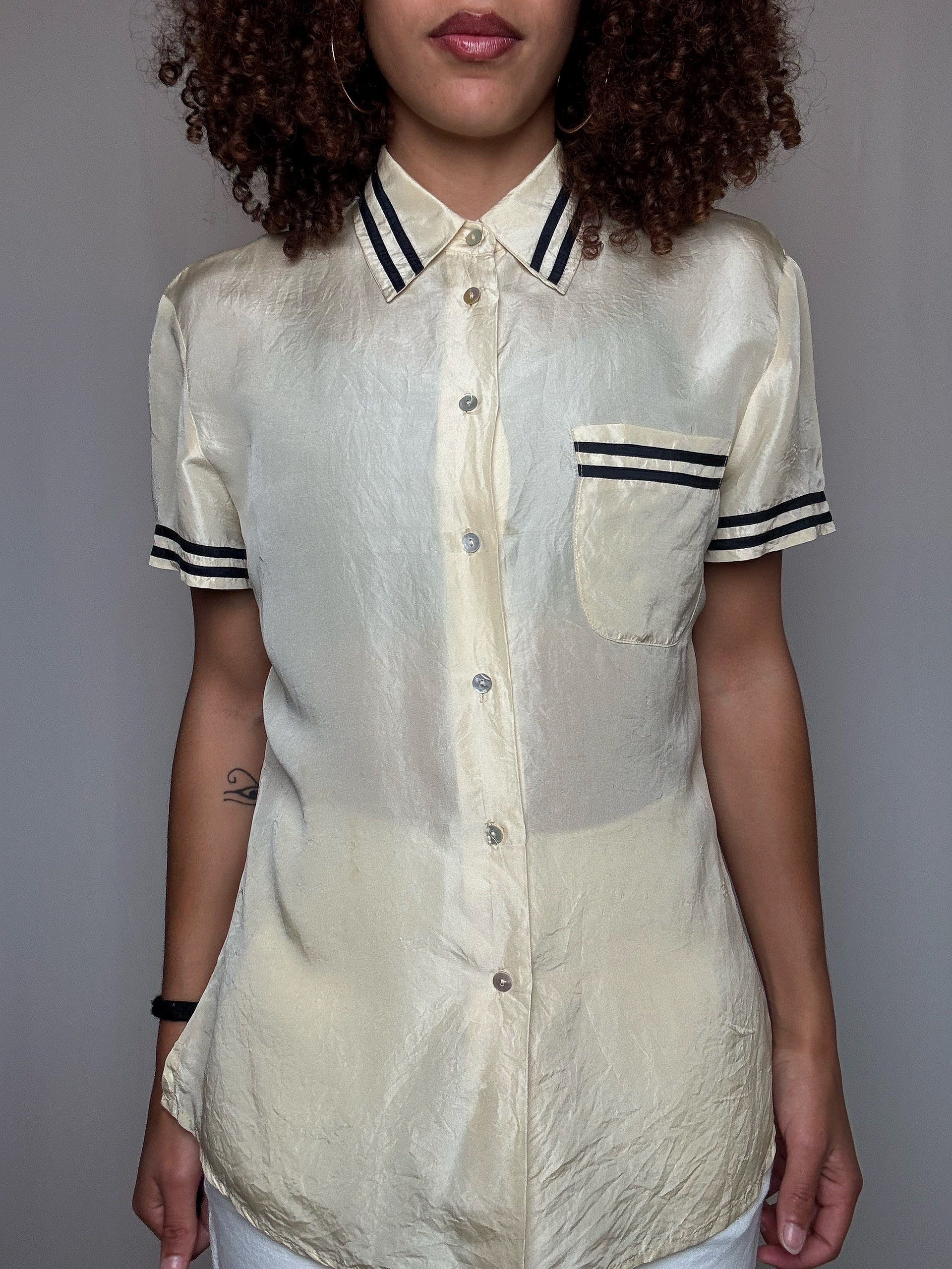Chemise en soie beige M vintage