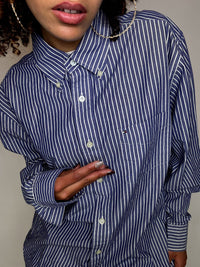 Vintage Navy and White Striped Shirt L/XL 