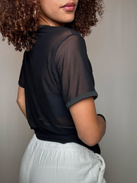 Top en mesh transparent noir XL vintage