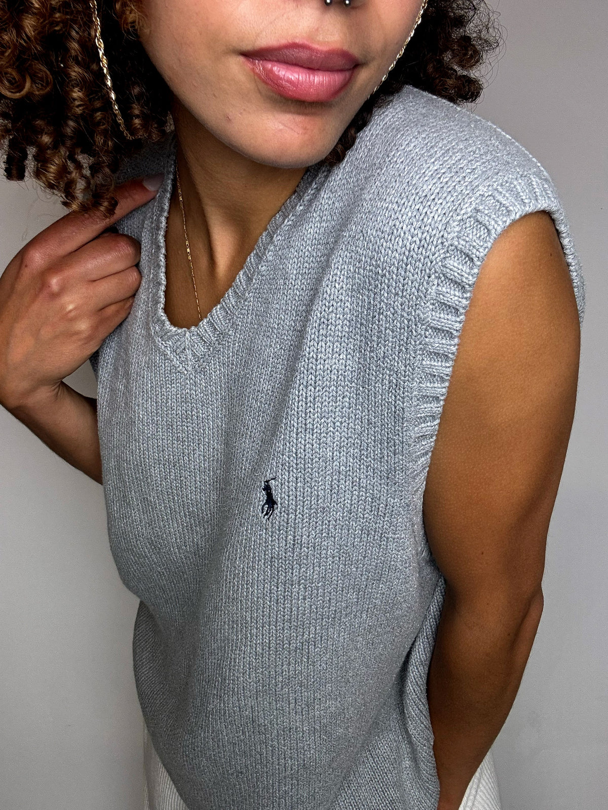 Gilet gris col V RALPH LAUREN L vintage