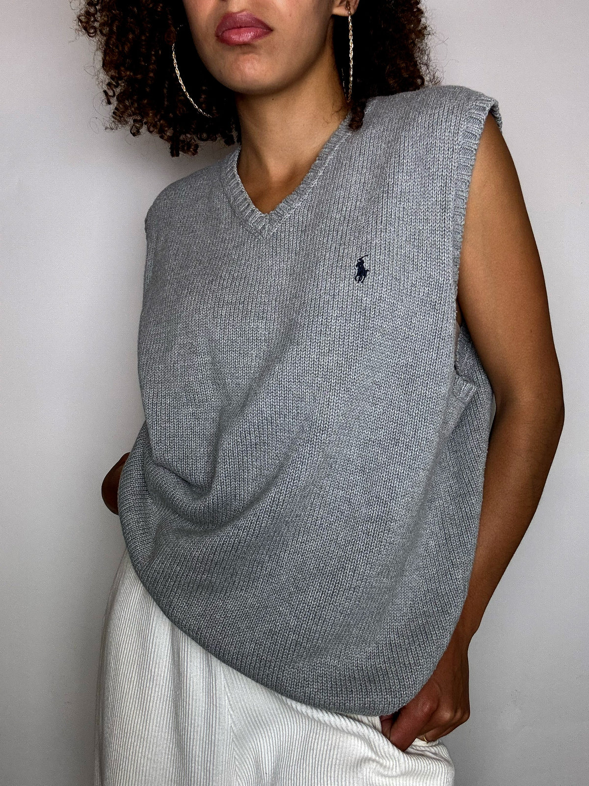 Gilet gris col V RALPH LAUREN L vintage