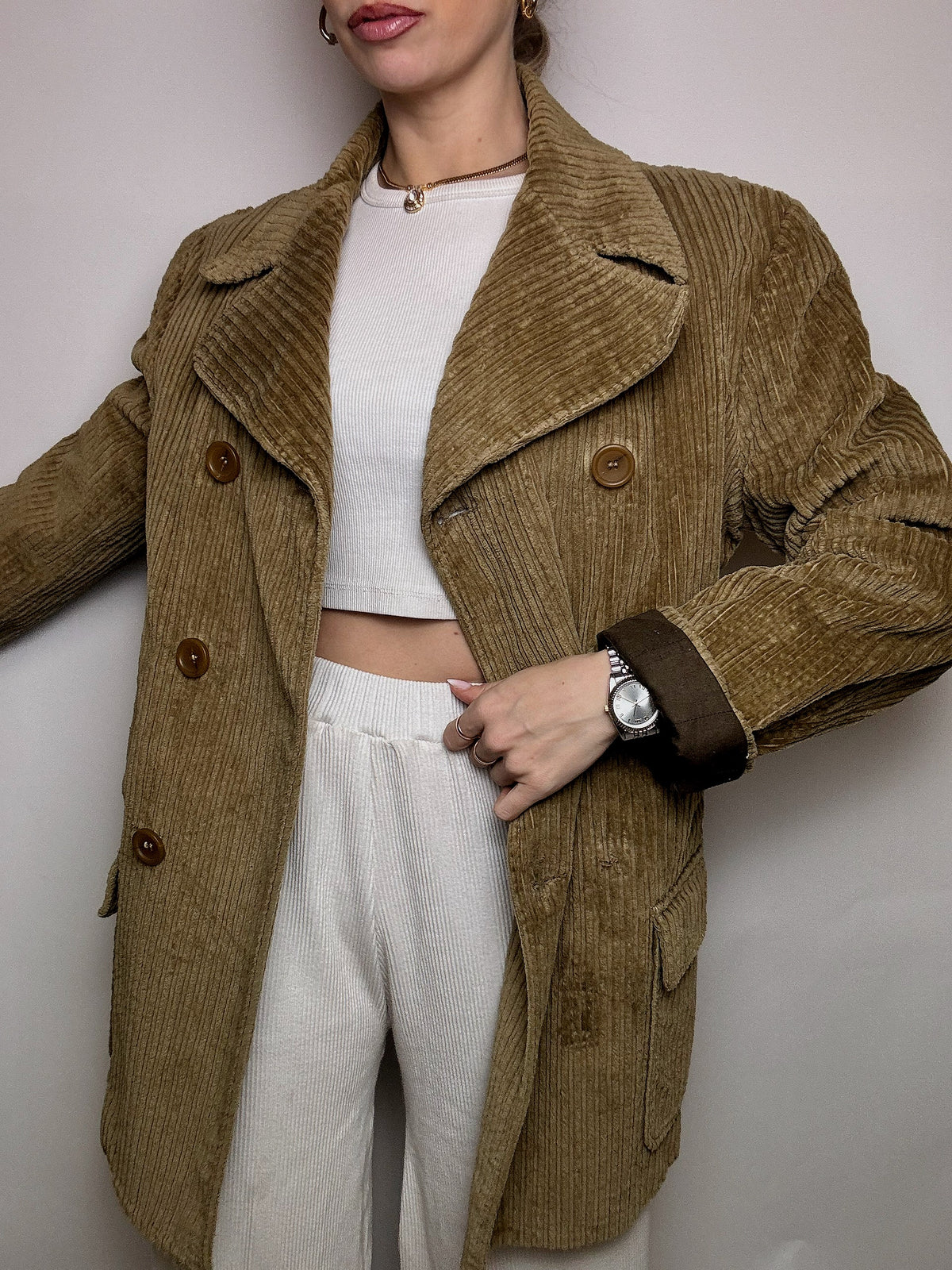 Beige corduroy jacket M/L vintage 