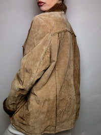 Vintage beige fur-lined suede jacket M/L 