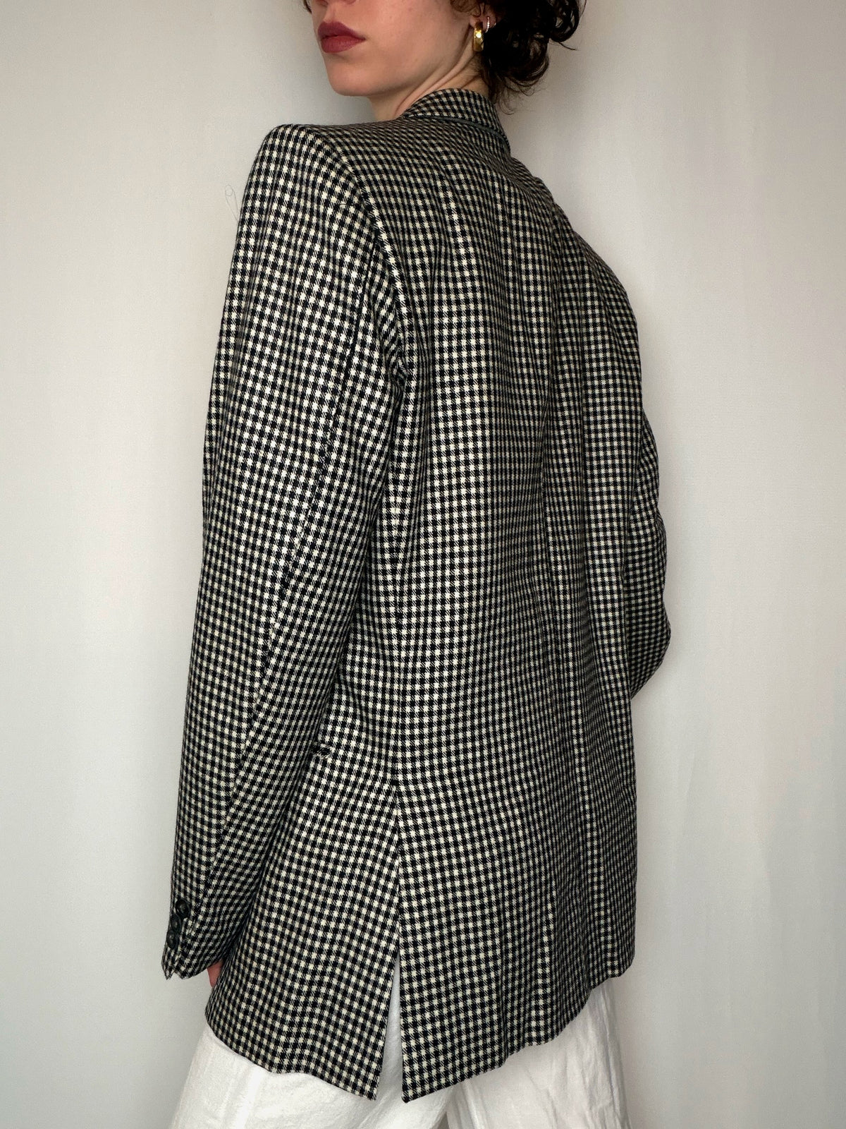 Blazer à carreaux noir&blanc L vintage