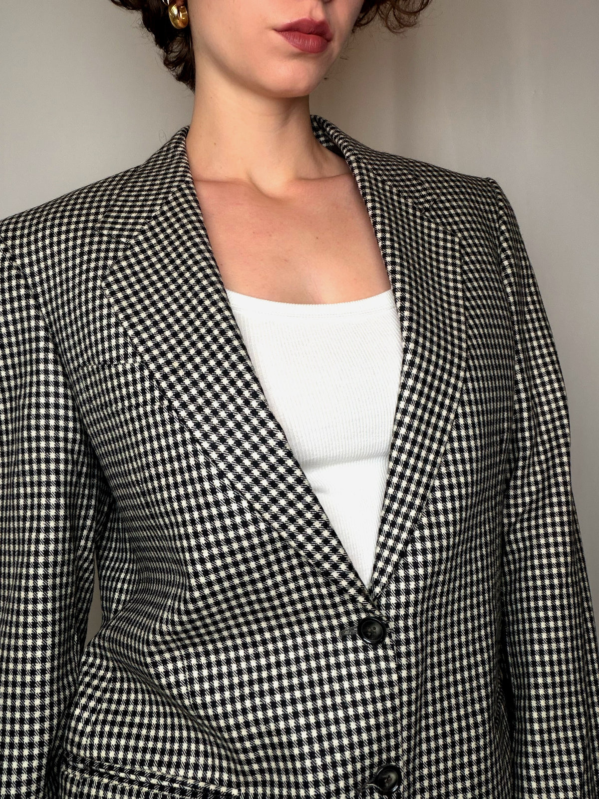 Blazer à carreaux noir&blanc L vintage