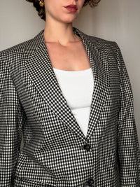 Blazer à carreaux noir&blanc L vintage