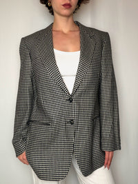 Blazer à carreaux noir&blanc L vintage