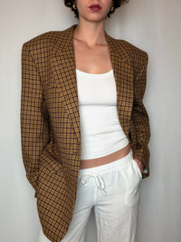 Blazer à carreaux orange L vintage