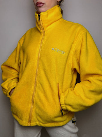 COLOMBIA L vintage yellow zip-up fleece