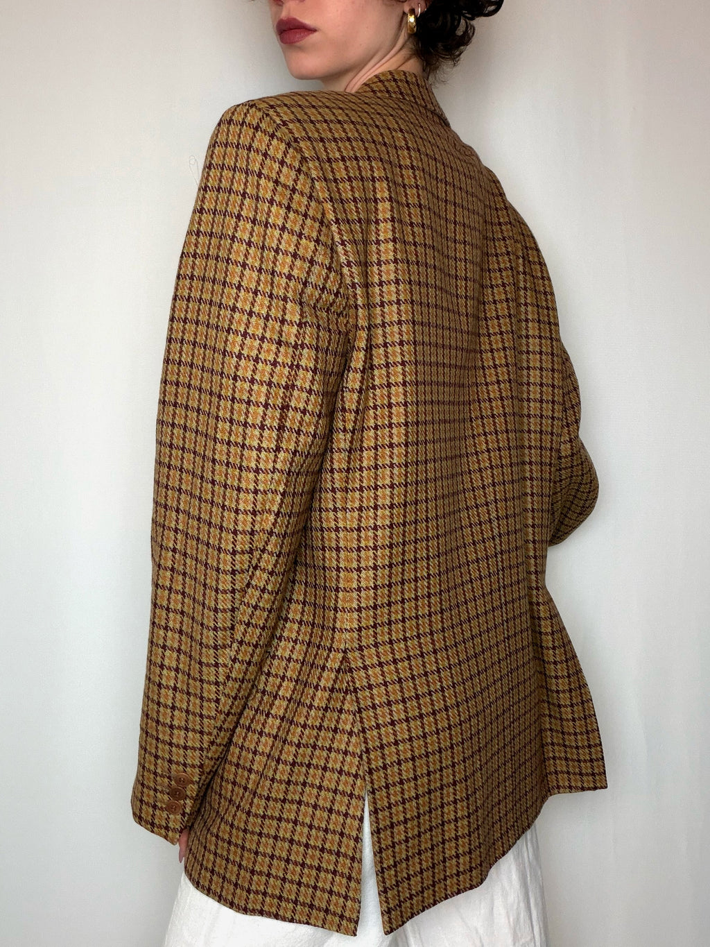 Blazer à carreaux orange L vintage
