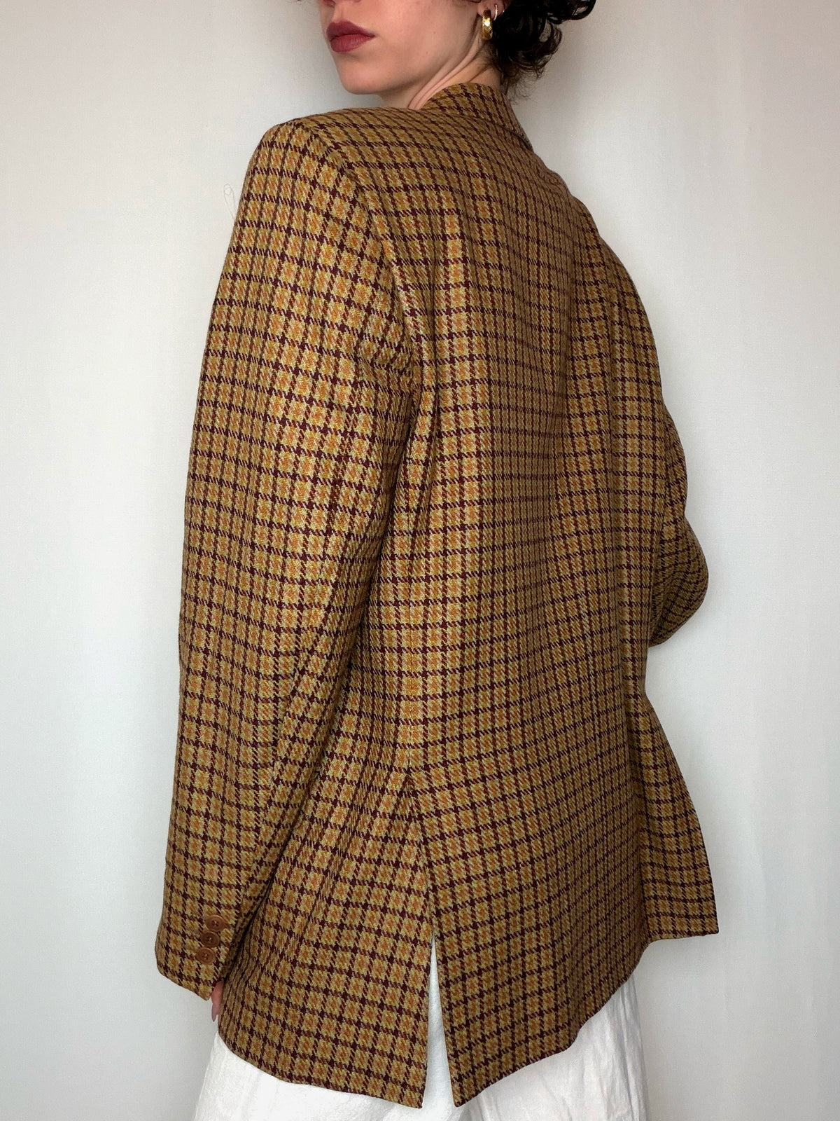 Blazer à carreaux orange L vintage