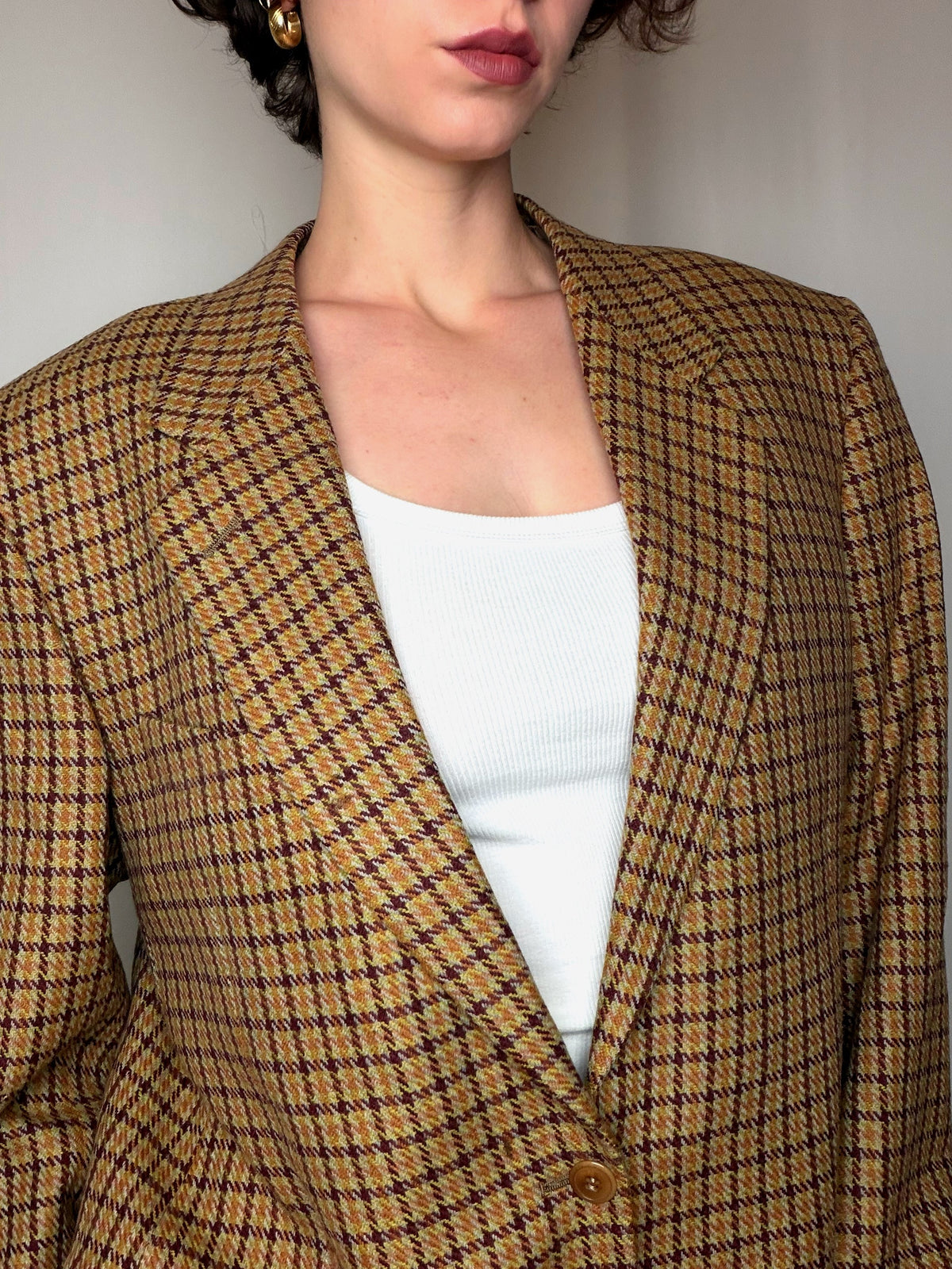 Blazer à carreaux orange L vintage