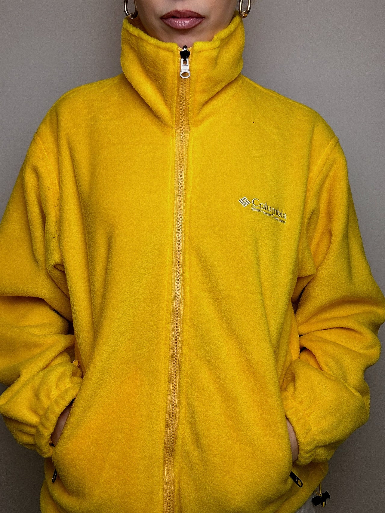 COLOMBIA L vintage yellow zip-up fleece