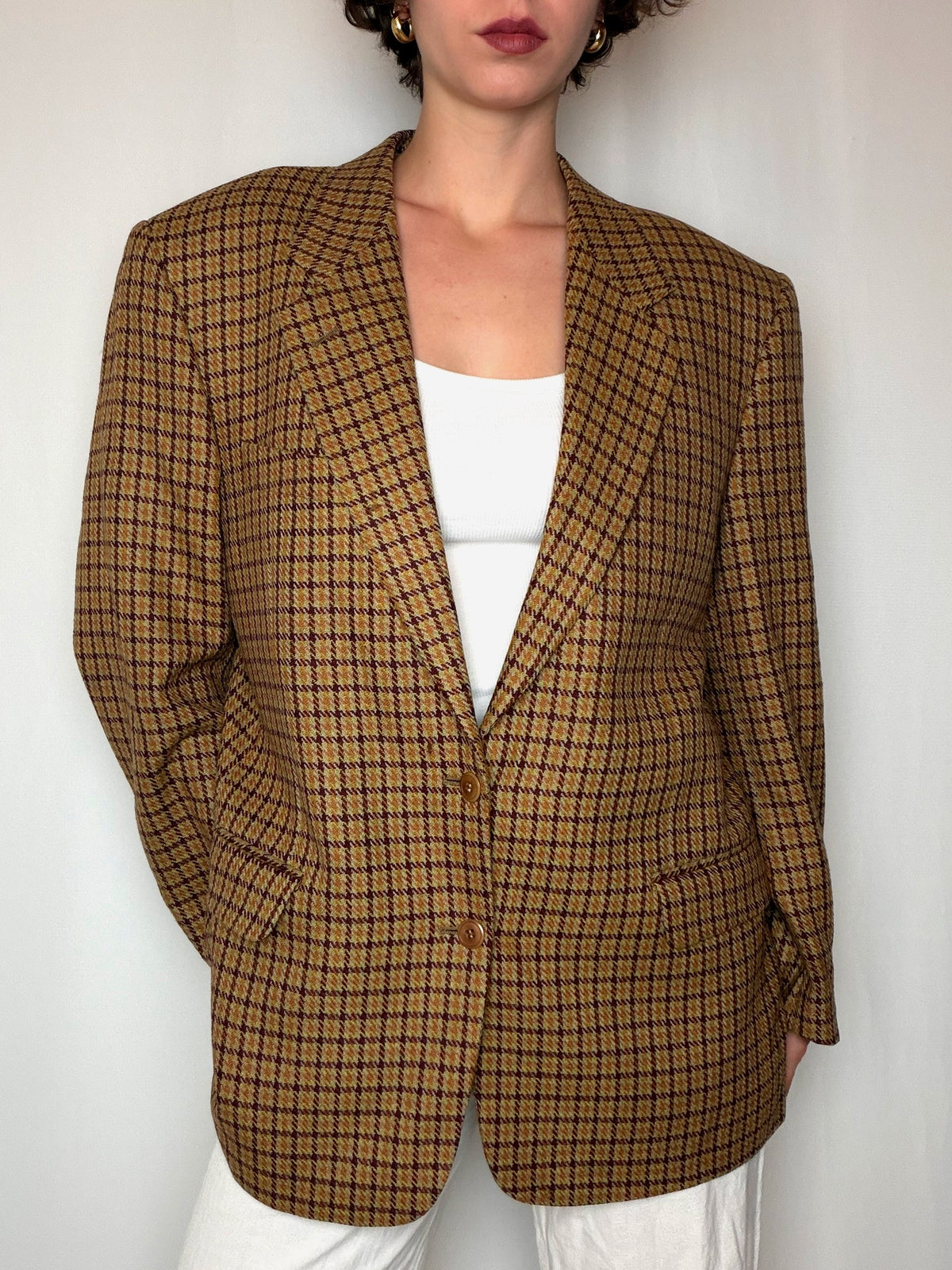 Blazer à carreaux orange L vintage