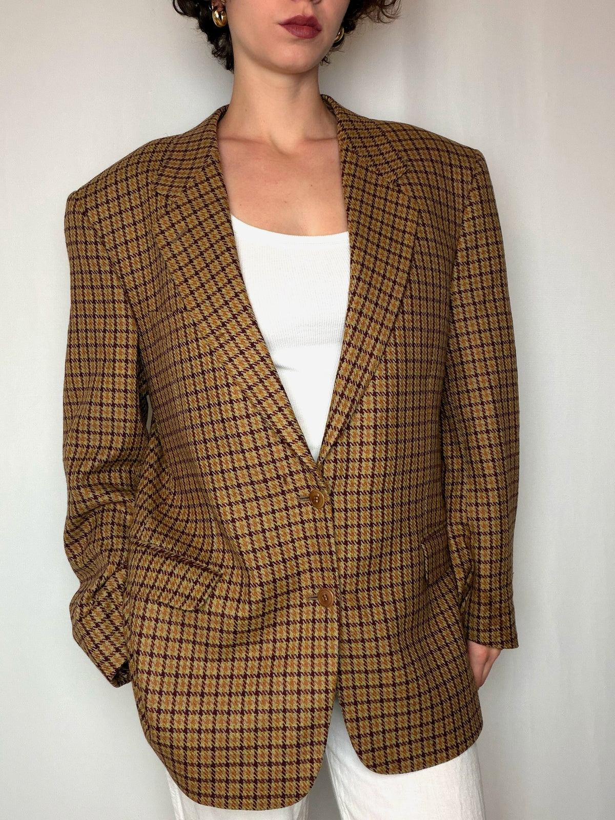 Blazer à carreaux orange L vintage