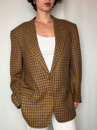 Blazer à carreaux orange L vintage
