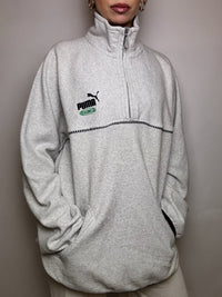 PUMA XL Vintage Graues Fleece mit durchgehendem Reißverschluss