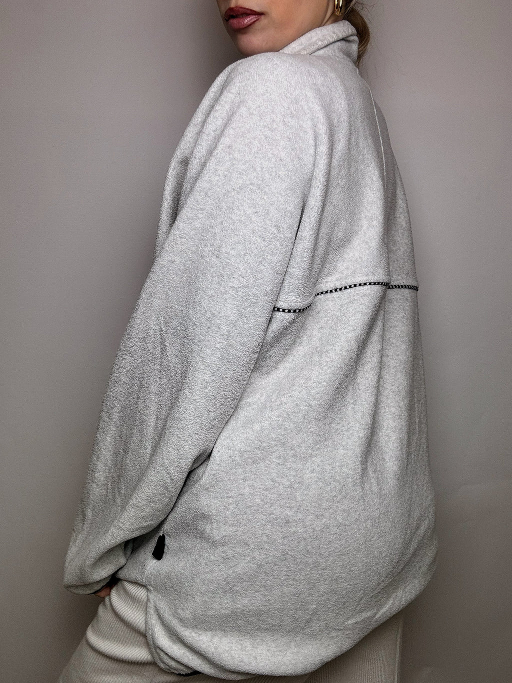 PUMA XL Vintage Graues Fleece mit durchgehendem Reißverschluss