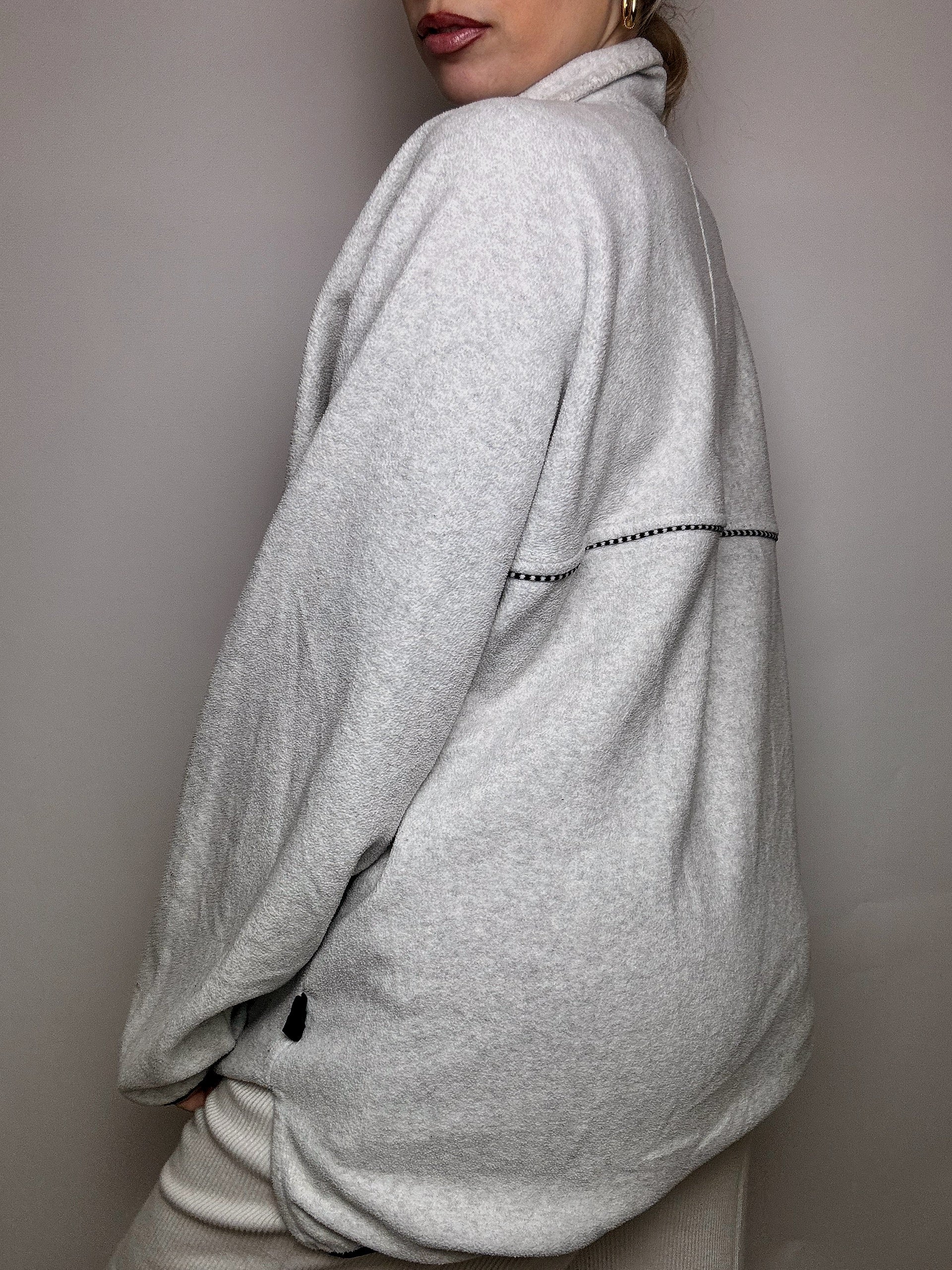 PUMA XL Vintage Graues Fleece mit durchgehendem Reißverschluss