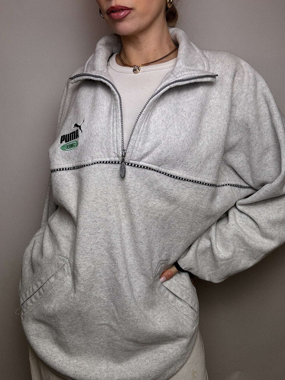 PUMA XL Vintage Grey Full Zip Fleece