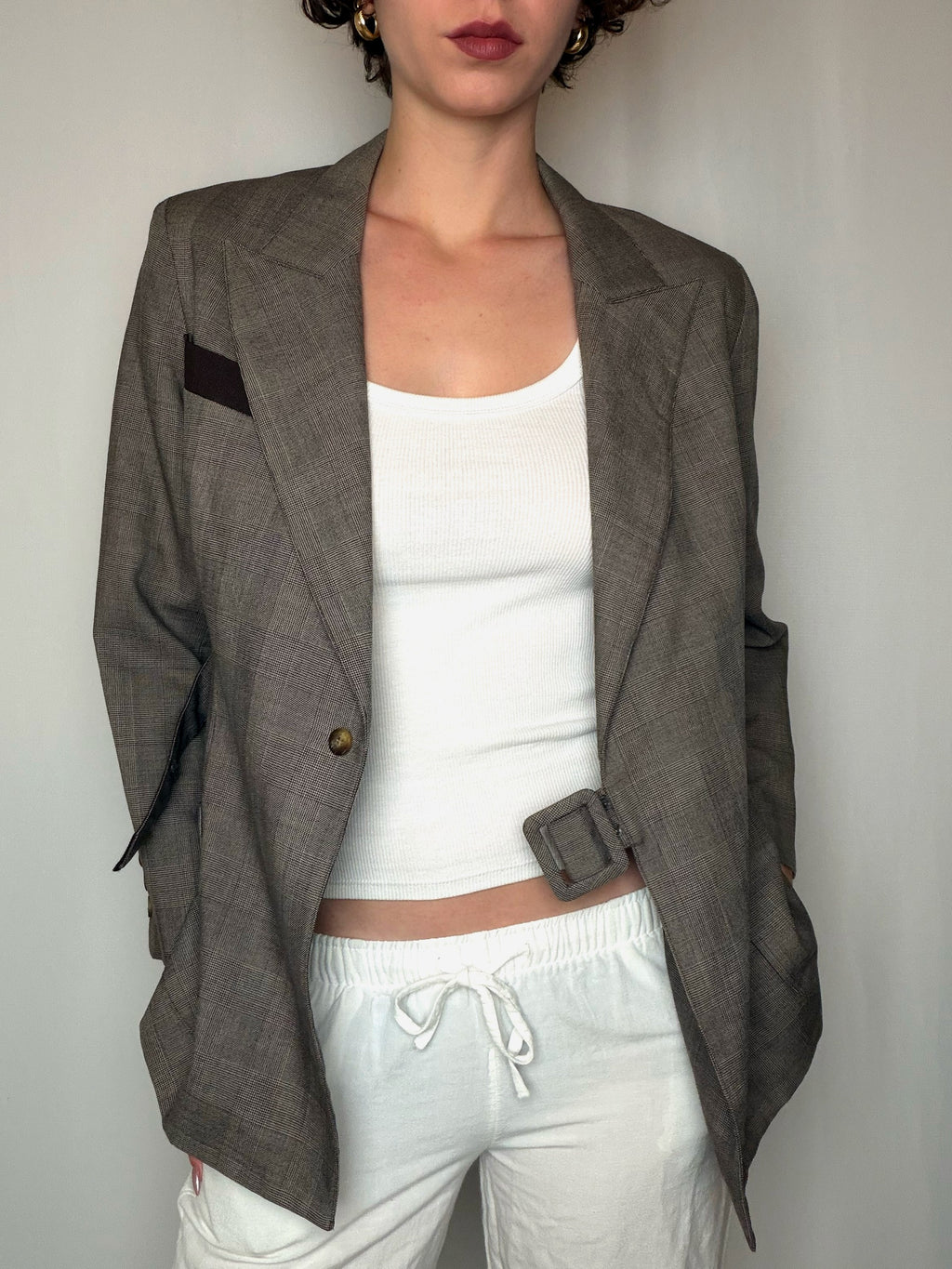 Blazer brun à carreaux CACHAREL M vintage