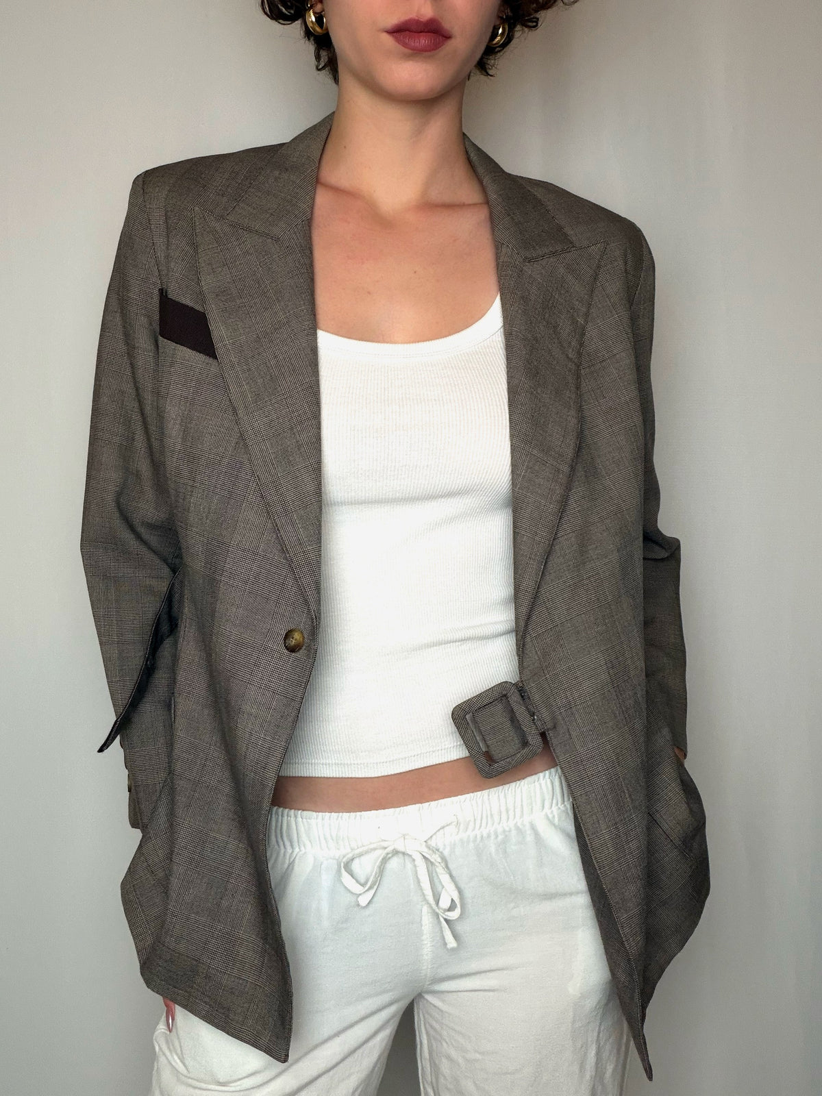 Blazer brun à carreaux CACHAREL M vintage