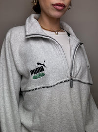 PUMA XL Vintage Graues Fleece mit durchgehendem Reißverschluss