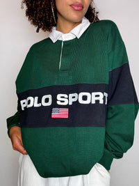 Vintage RALPH LAUREN red long-sleeved polo shirt M