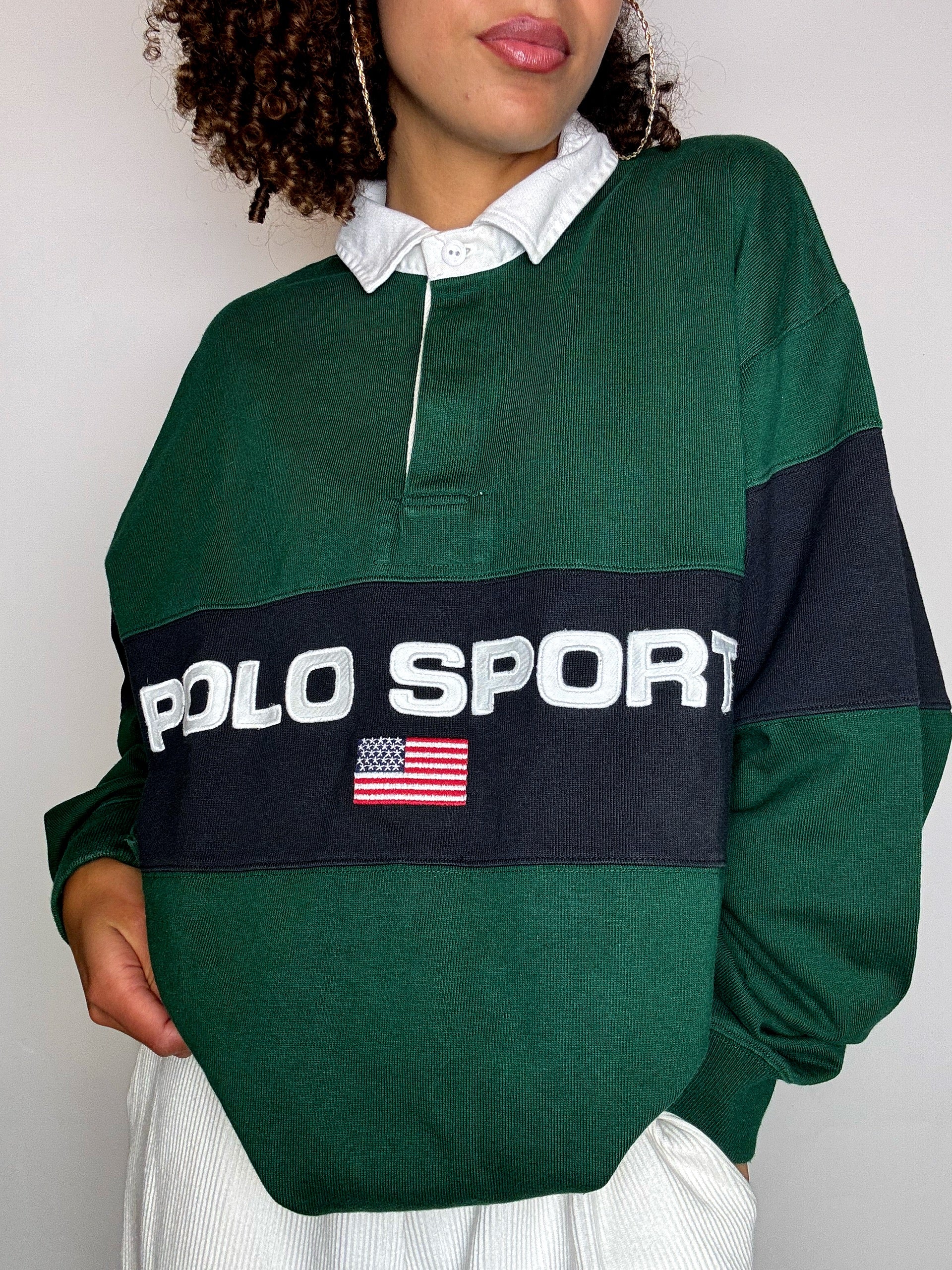 Vintage RALPH LAUREN red long-sleeved polo shirt M