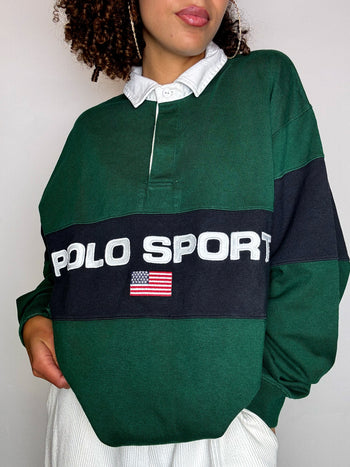 Vintage RALPH LAUREN red long-sleeved polo shirt M