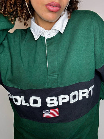 Vintage RALPH LAUREN red long-sleeved polo shirt M
